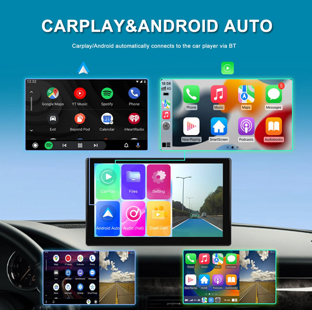 Portable For Apple CarPlay Android Auto Bluetooth Car Monitor DVR ADAS Dash Cam