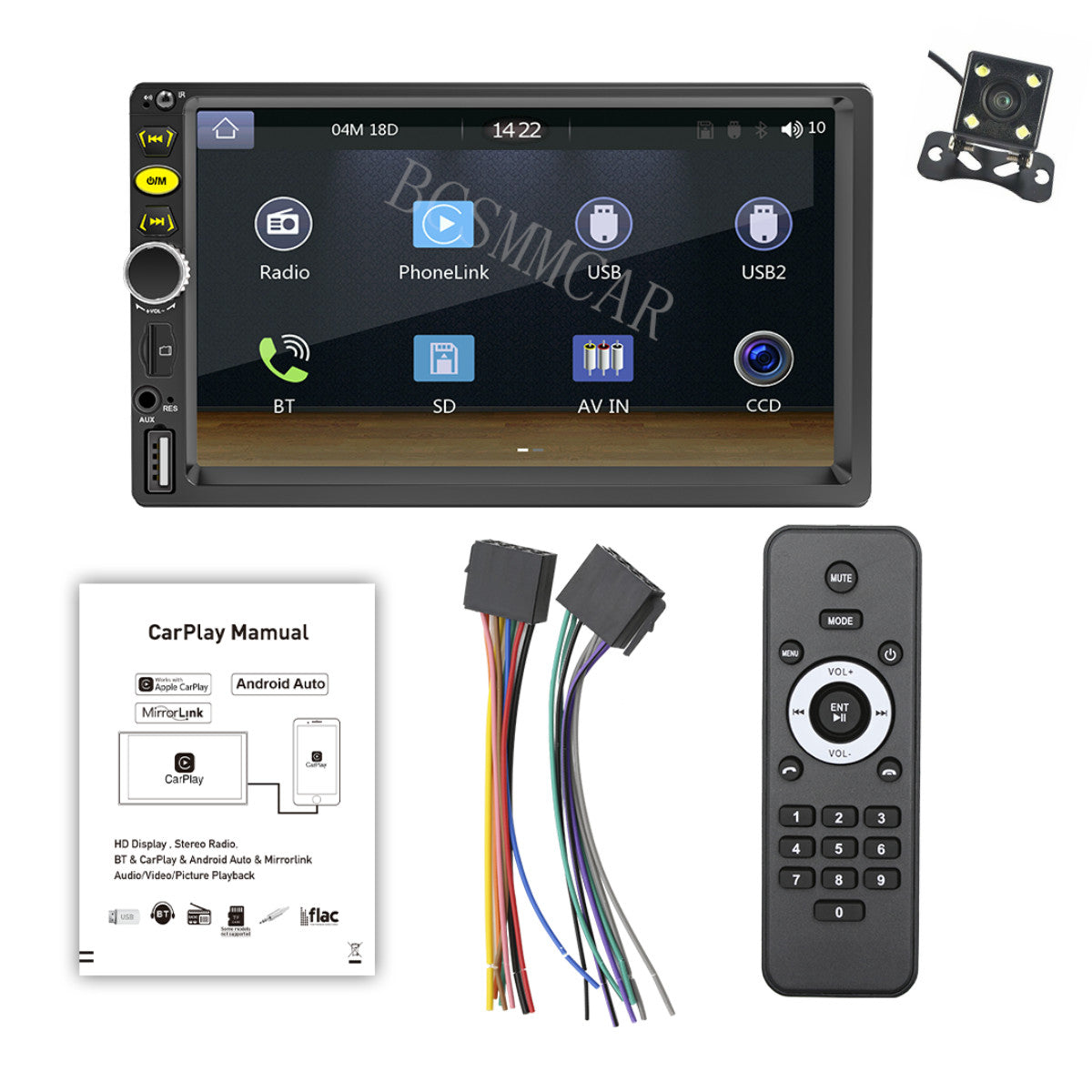 Touch Screen Car Stereo Radio Bluetooth FM Player For Apple Carplay Android Auto