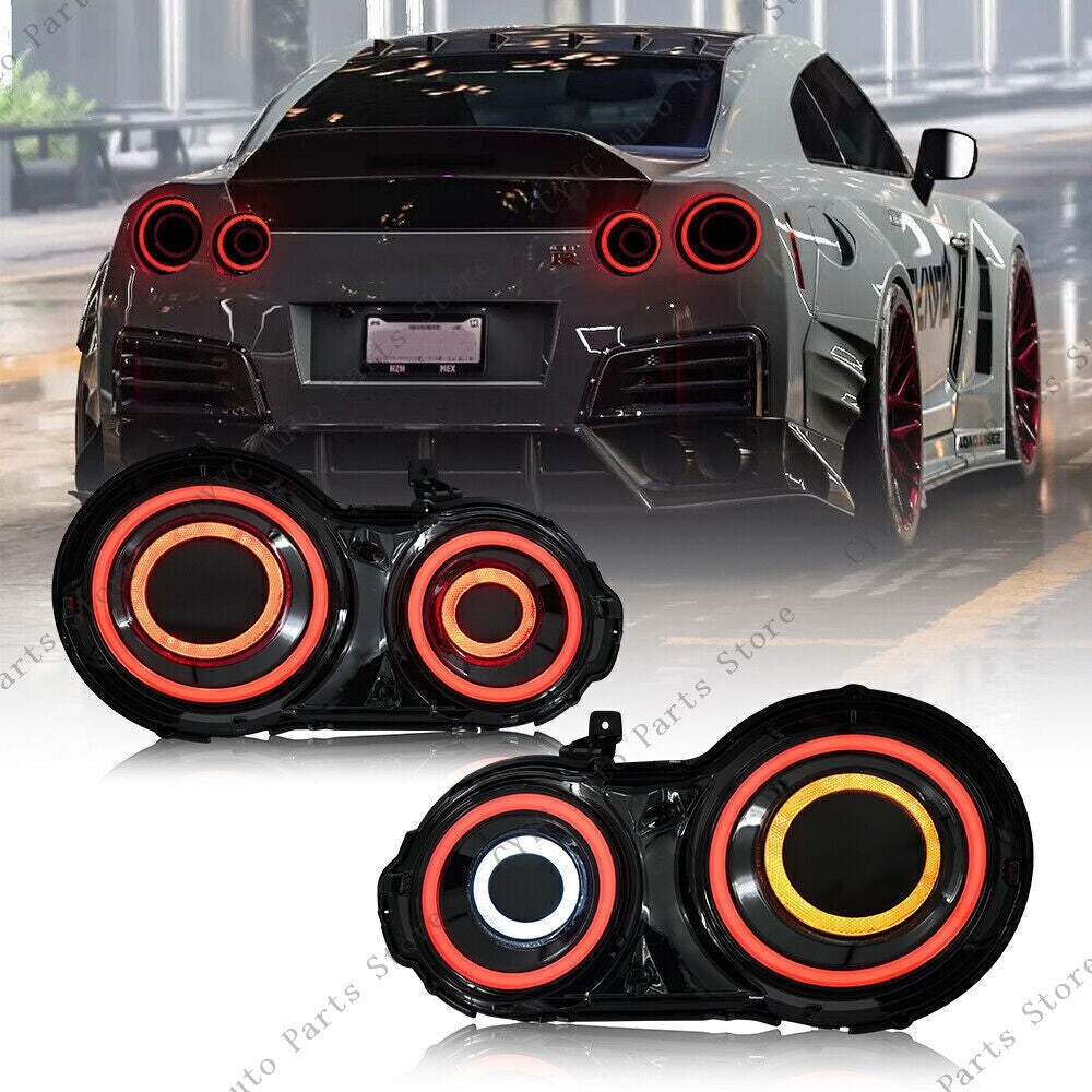 1Pair Black LED Tail Lights Lamps Upgrade Brake Fit 2008-2022 for Nissan GTR R35
