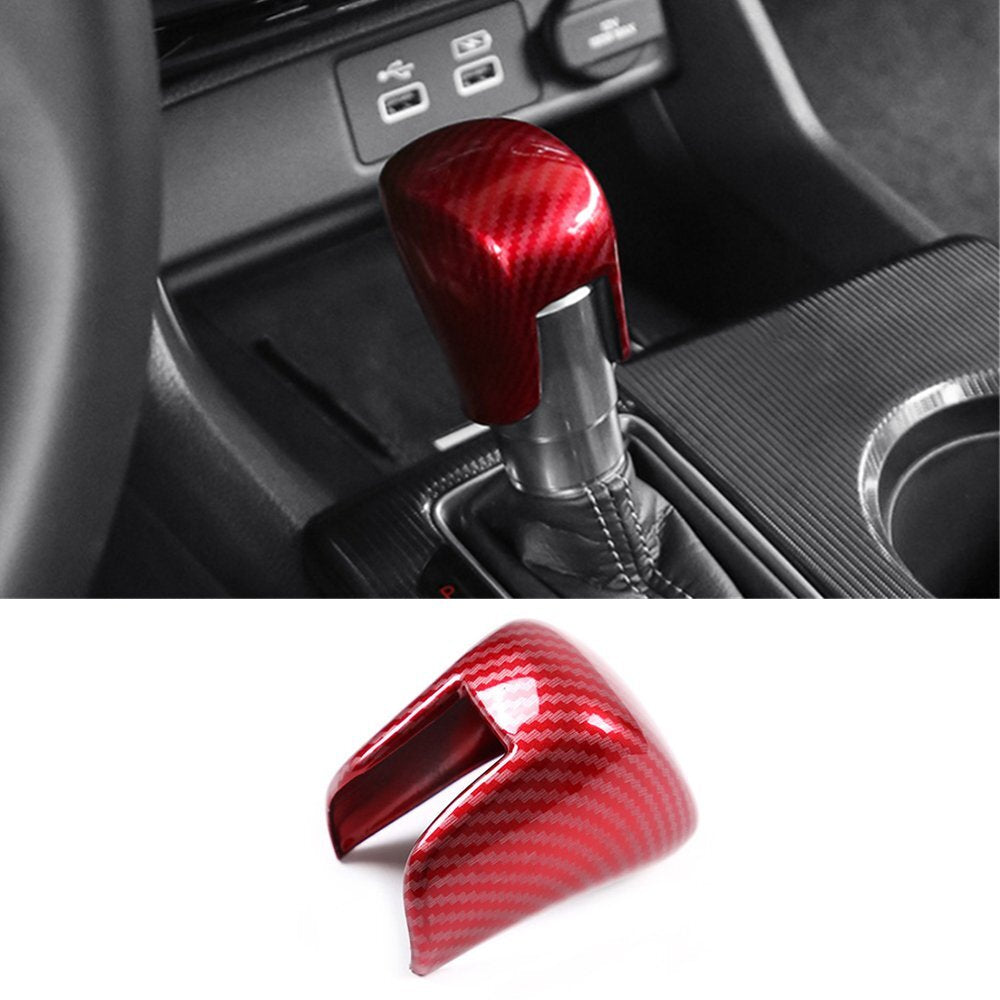 Inner Gear Shift Knob Cover for Honda for Civic 11th 2022 2023 ABS Red Carbon Fiber