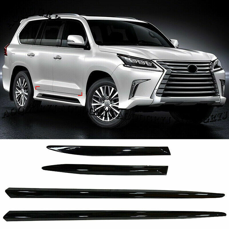 for LEXUS LX570 2016-2021 Glossy Black Side Door Body Skirt Molding Cover Trims