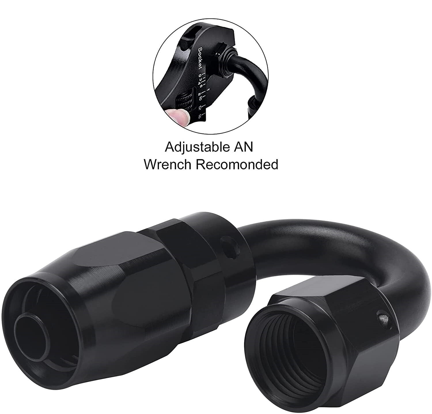 1pc/2pc AN6 6AN -6AN Aluminum 180 Degree Swivel Hose End Fitting Adapter Black Q