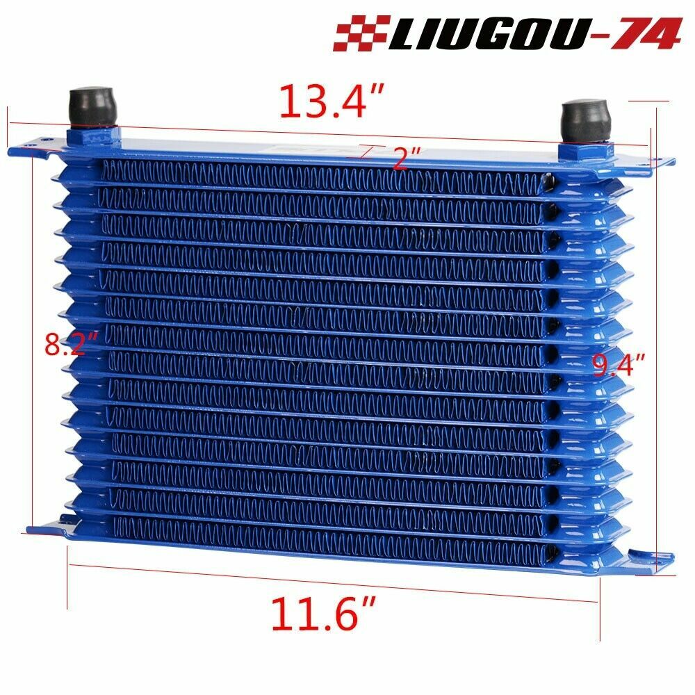 Universal 15 Row AN-10AN Aluminum Transmission Engine Oil Cooler Gold US Stock - v