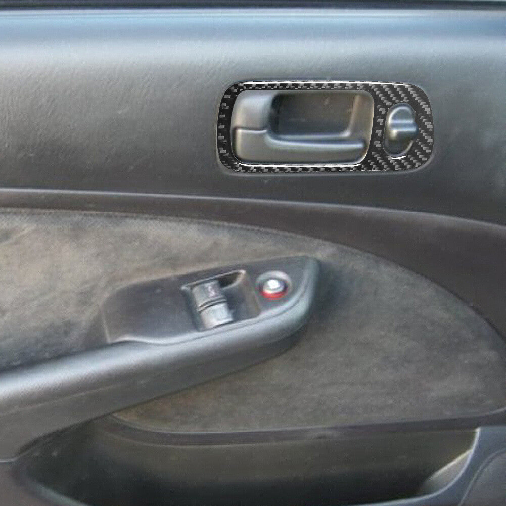2x Carbon Fiber Interior Door Handle Cover Trim for Honda for Civic 2-Door 2003-2005