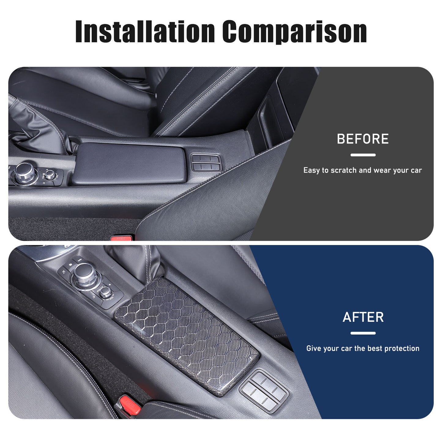 Honeycomb carbon fiber center armrest box cover for Mazda MX-5 Miata- n