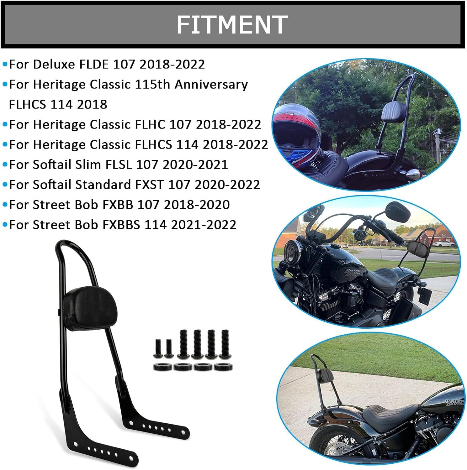 The rear Sissy bar backrest is suitable for Harley Fat Bob FXFBS 114 Street Bob FXBB 107 18-23- n