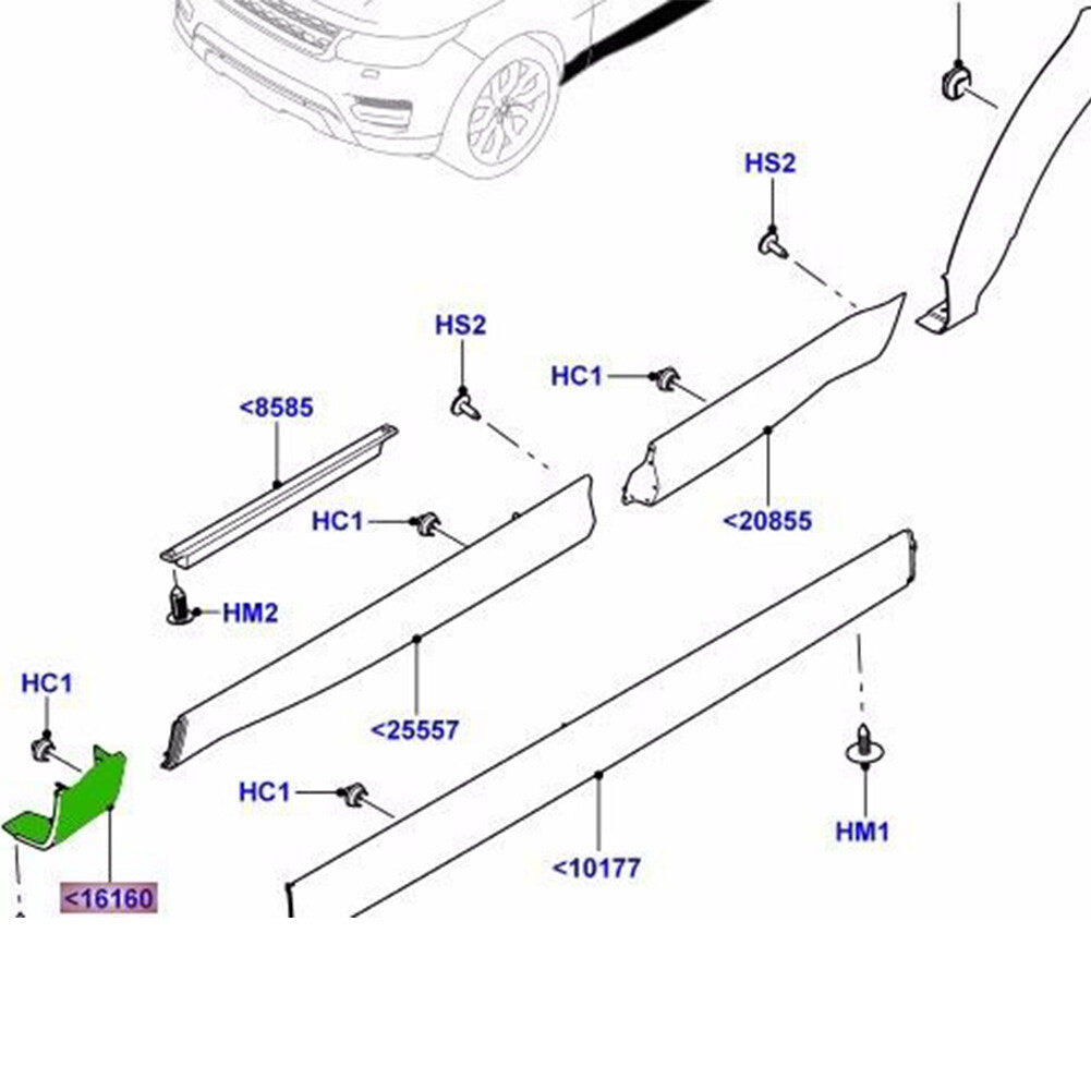 Front Left Lower Fender Molding Fit for Range Rover Sport 2014-17 LR044137/LR064266