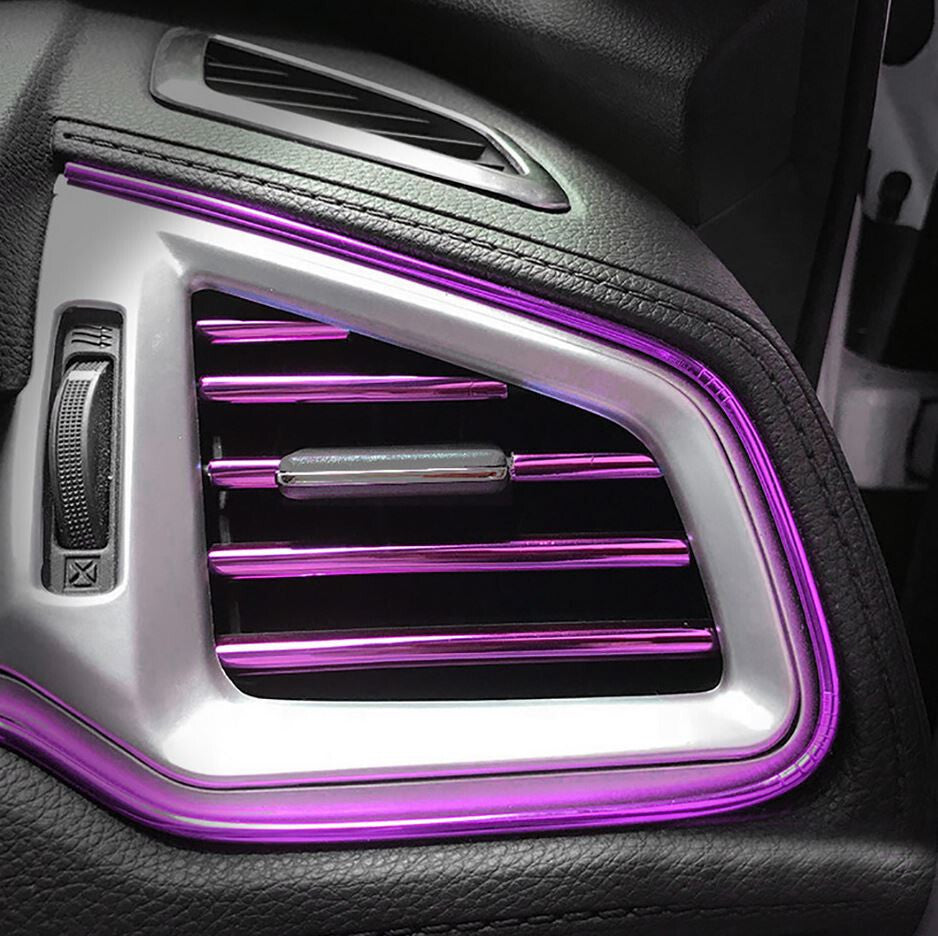 10-Piece Car Air Conditioner Socket Decorative Molded Strips in Purple for Nissan