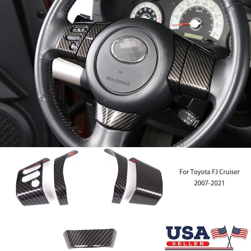 Carbon fiber steering wheel button cover trim accessory for FJ Cruiser 2007-21- n