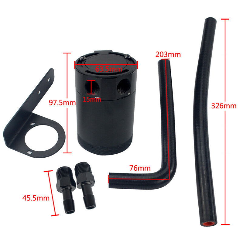 Baffled Oil Catch Can Reservior 2-Port Kit with Radiator Hose for Honda for Civic n