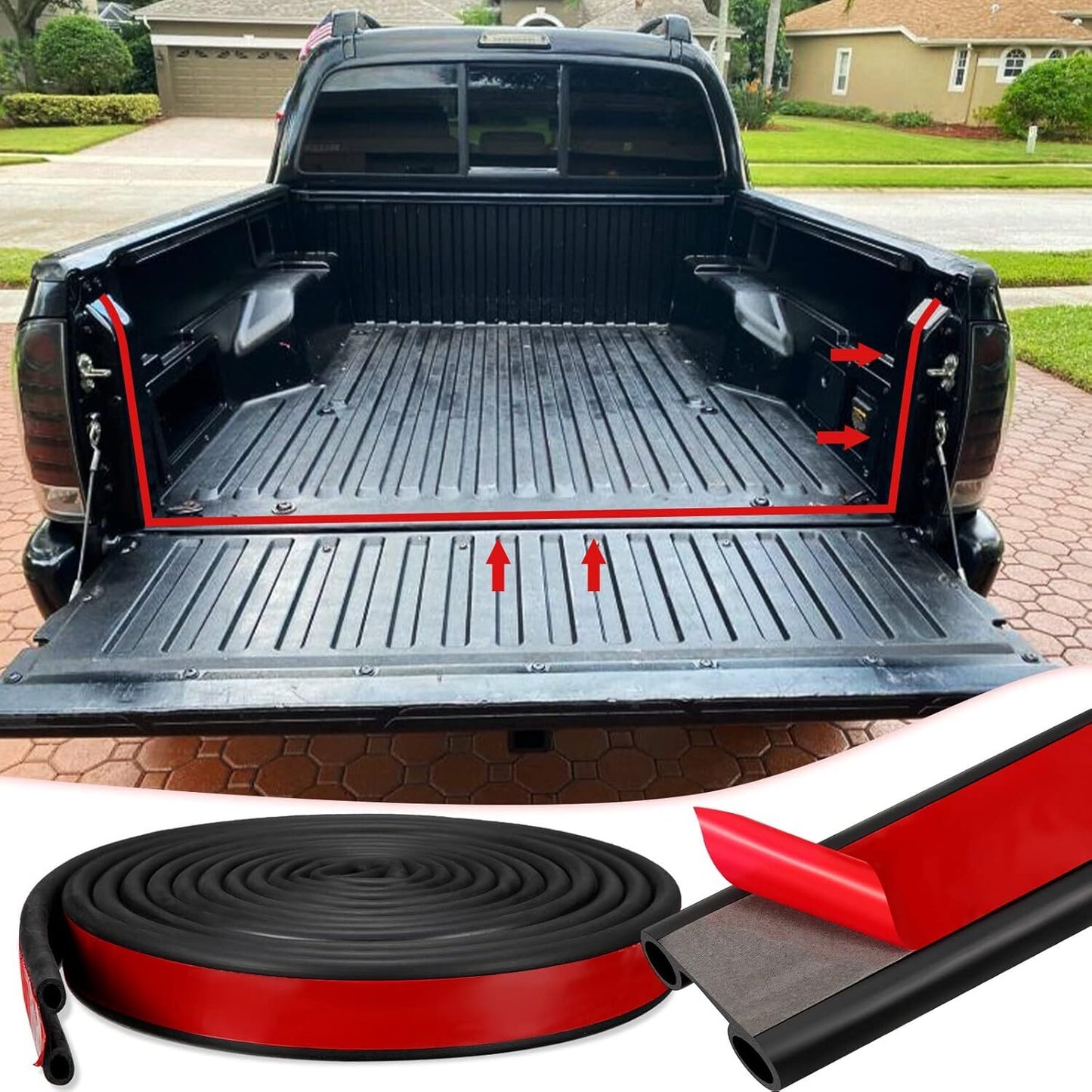 24.6 ft EPDM rubber weatherstripping suitable for Ram 1500 2500 truck tailgates. n