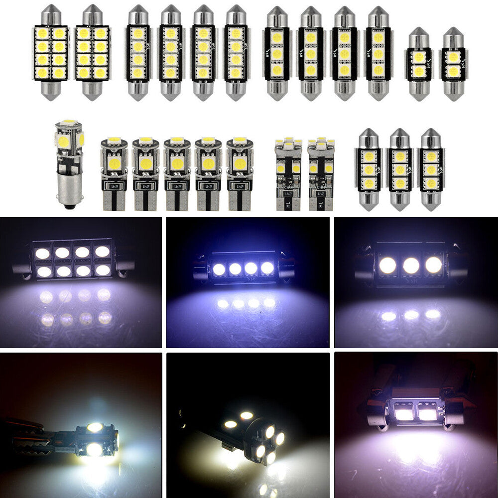 23-Piece White Car SUV Interior LED Light Dome License Plate Mixed Bulb Set - n
