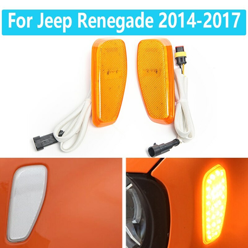 Pair Front LED Side Marker fender Lamp Turn Signal Lamp for Jeep Renegade 14-17