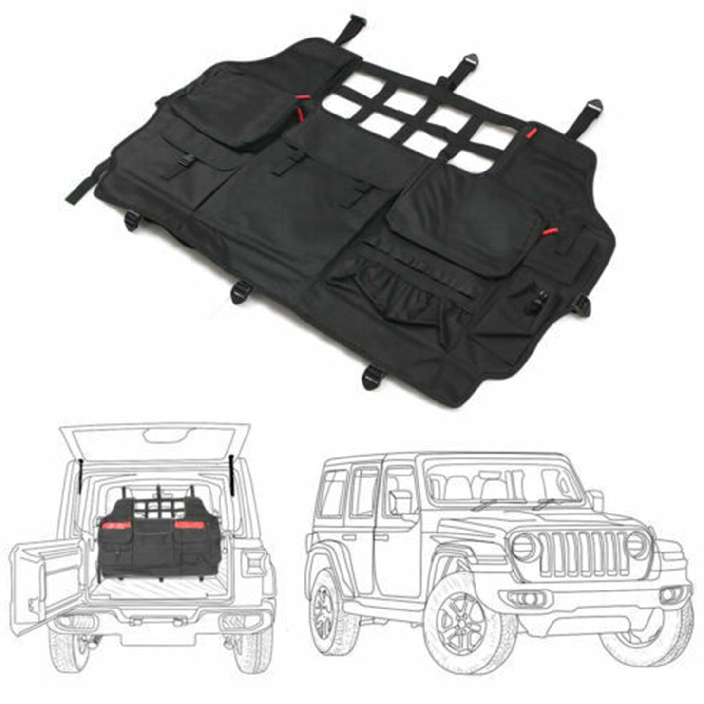 Rear Trunk Storage Bag Organizer Pocket Fit for Jeep for Wrangler JK JL 07¡¤24-4 Door n