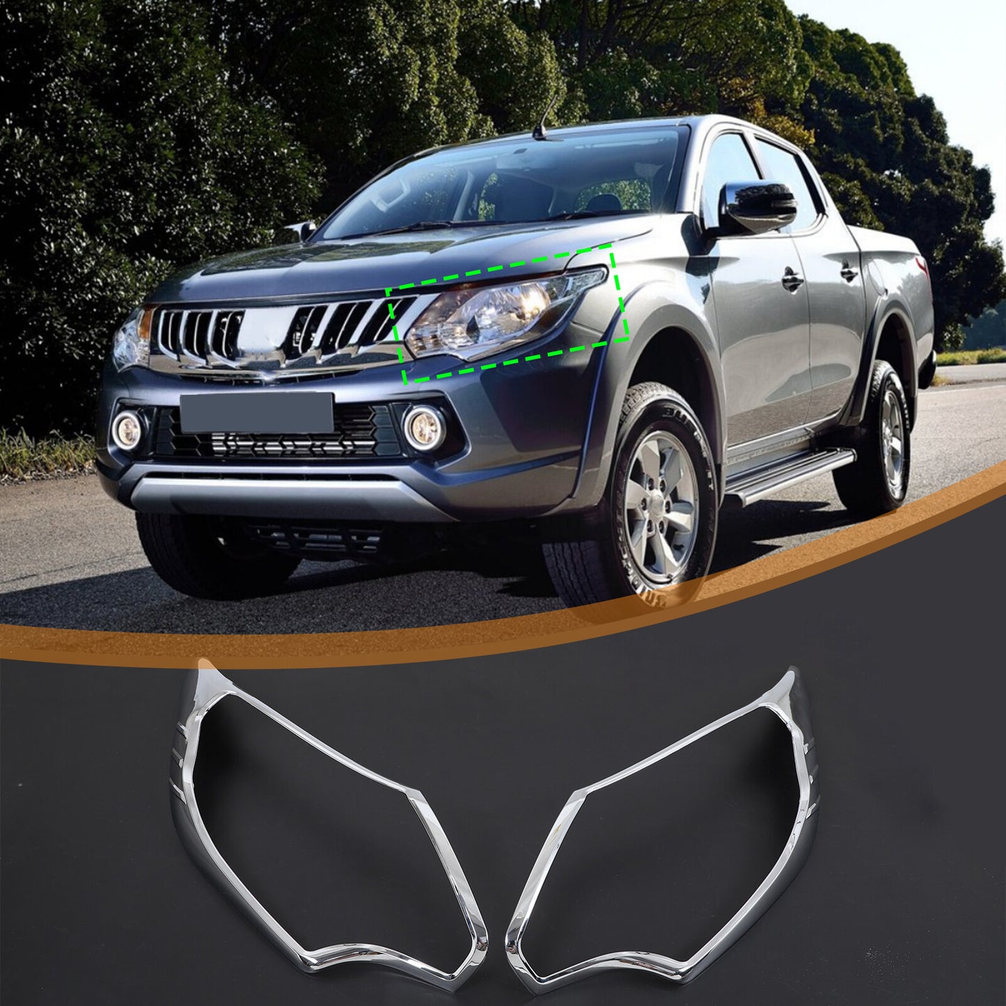 Headlight protective cover for L200 Triton 2015 2016 2017 (chrome) n