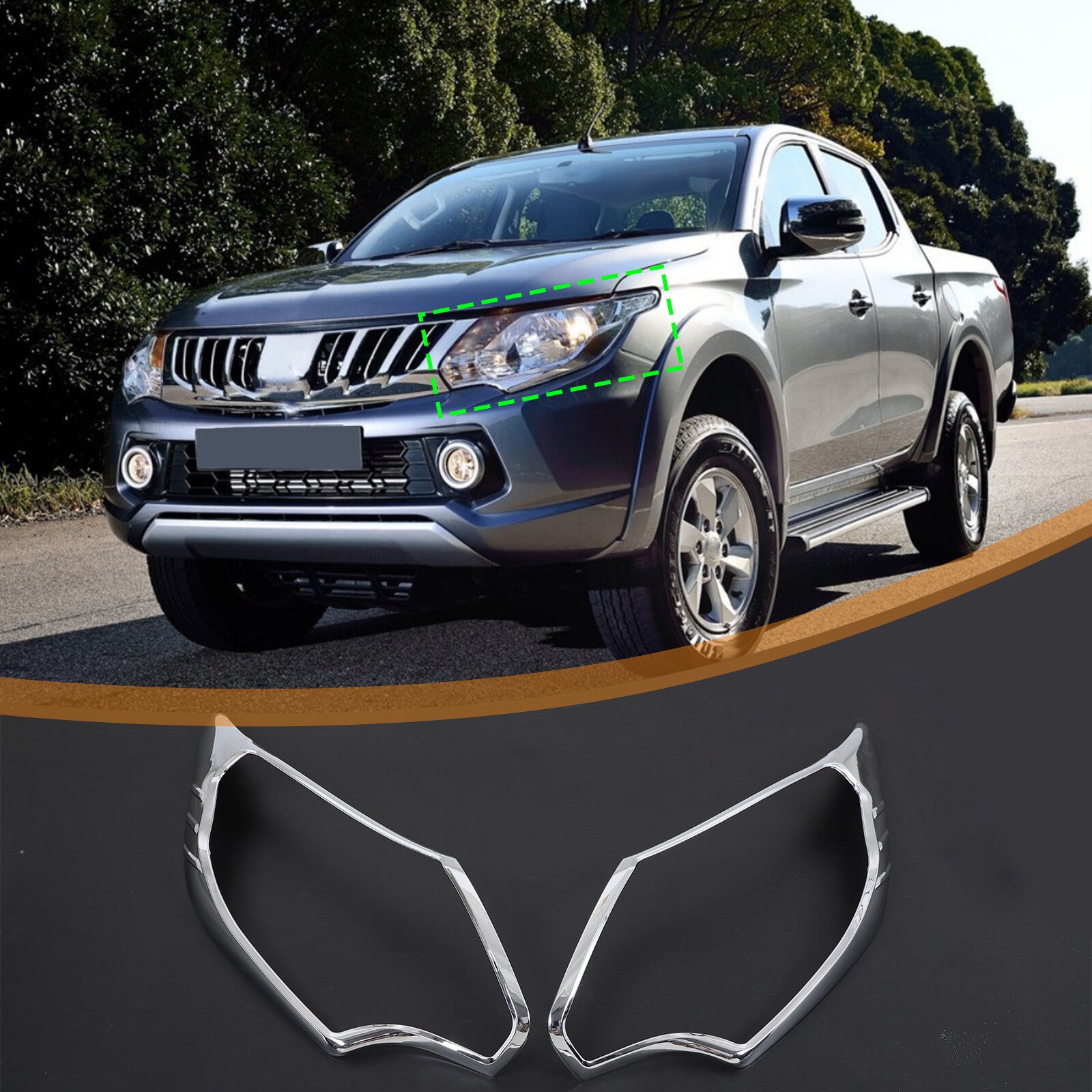 Headlight protective cover for L200 Triton 2015 2016 2017 (chrome) n