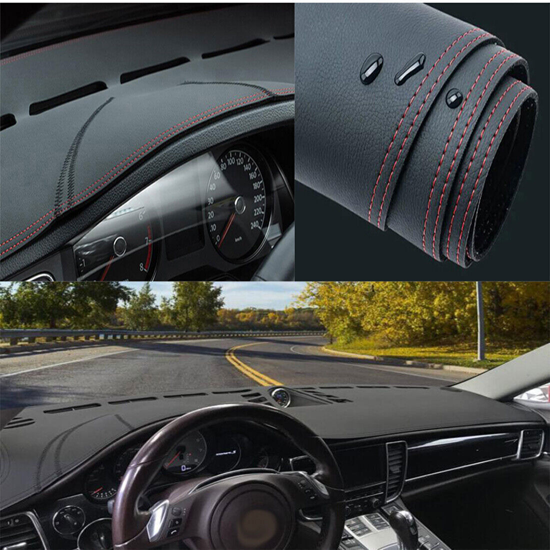 1X PU leather Dashboard Dash Mat Non-slip DashMat Sun Shade Pad For Macan 18-23