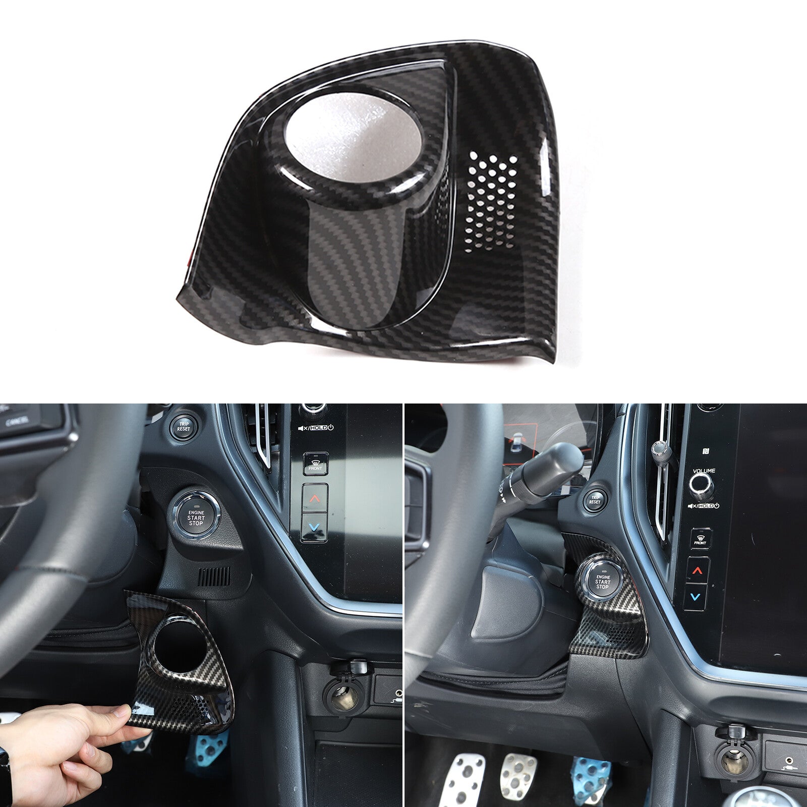 Carbon Fiber Inner Armrest Box Decoration Cover Trim for Tundra 2014-21- v