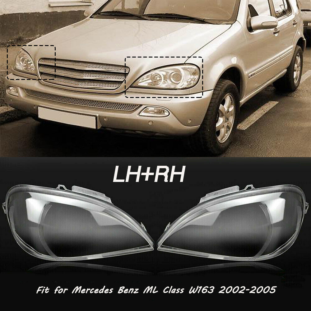 Dual headlight lens cover for Mercedes-Benz W163 ML-Class 2002-2005.