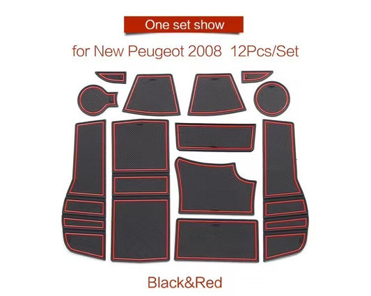 Anti-Slip Gate Slot Cup Mat for Peugeot 2008 e-2008 GT Line 2019 - 2024 RED