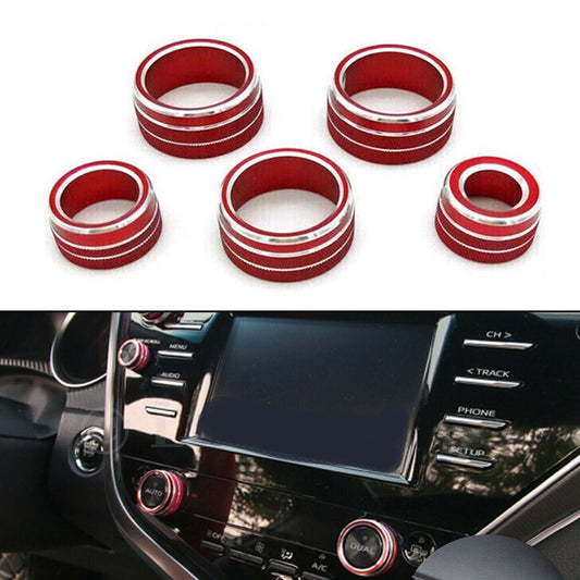 5xAluminum AC Volume Audio Tune-Knob Ring Cover Trim for Toyota for Camry 18-23