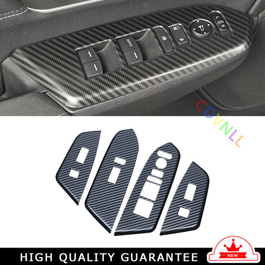 Glass Window Lifting Lock Panel Trim for Honda CRV 2017-2022 Steel Carbon Fiber