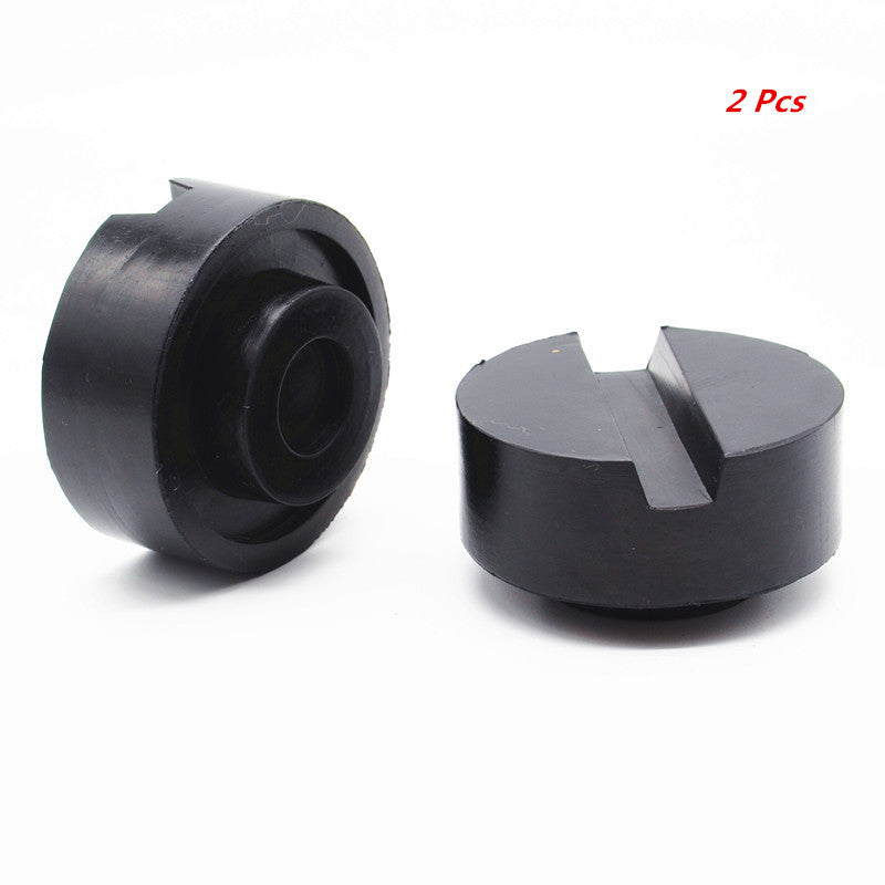 2P Car Truck 6533mm Black Rubber Slotted Frame Rail Floor Jack Disk Pad Adapter