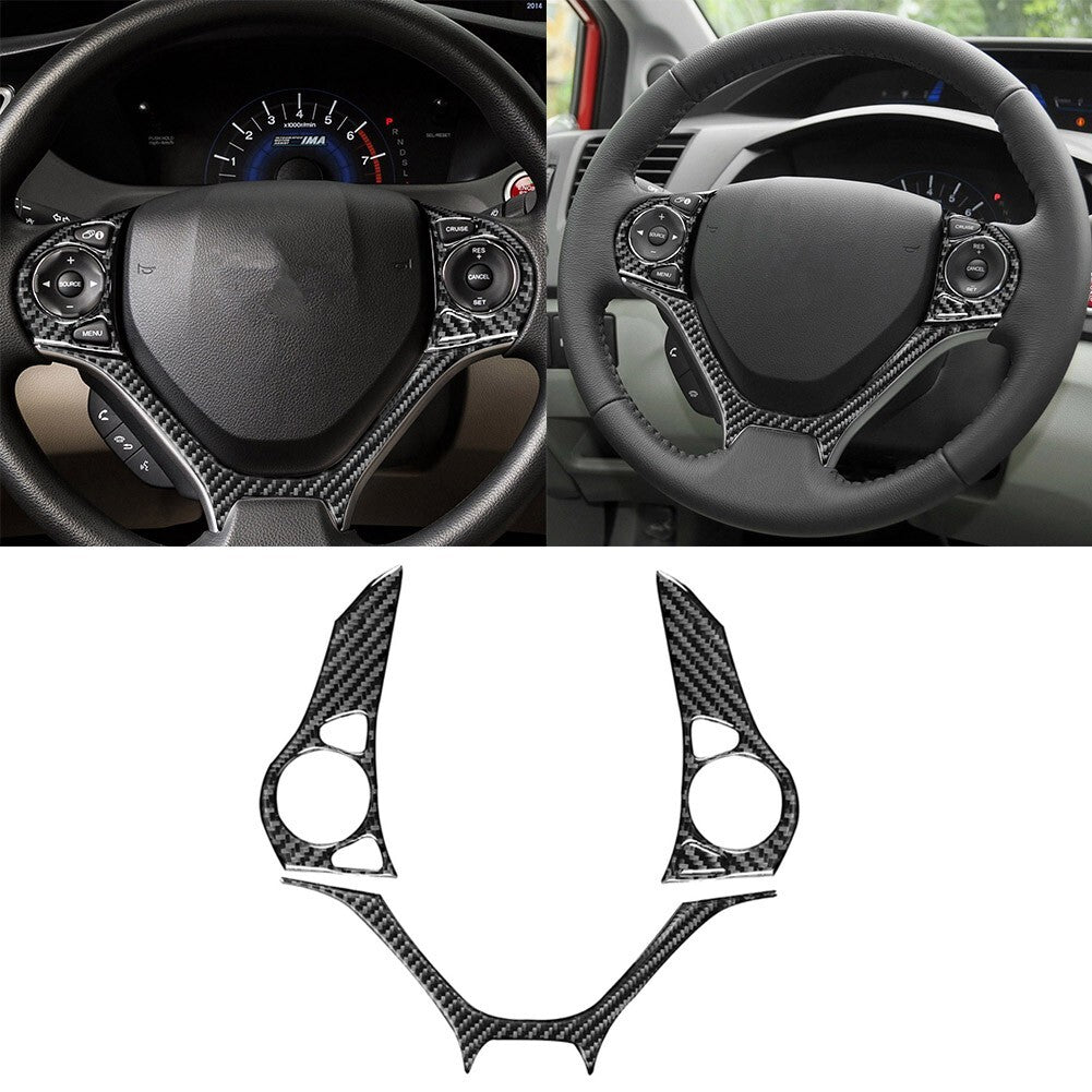 for Civic 9 Coupe/Sedan 12-15 Real Carbon Fiber Steering Wheel Set Trim v