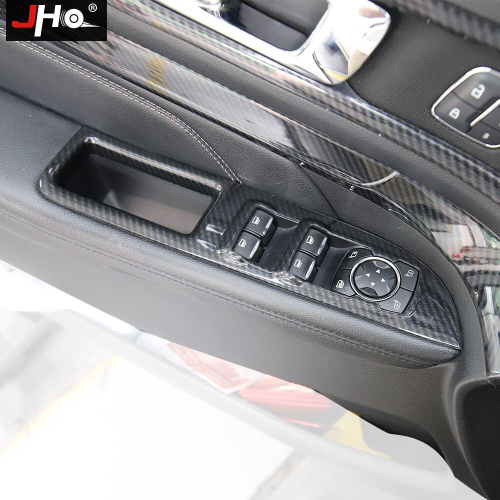 4Pcs Carbon Fiber Car Window Switch Panel Cover Trim for Ford Explorer 2013-2019
