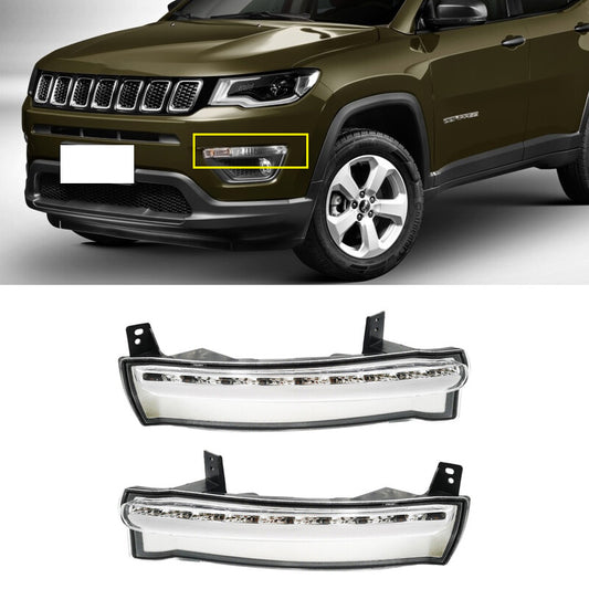 A pair of LED DRL daytime running lights and fog lights for 2017-2019 for Jeep Compass