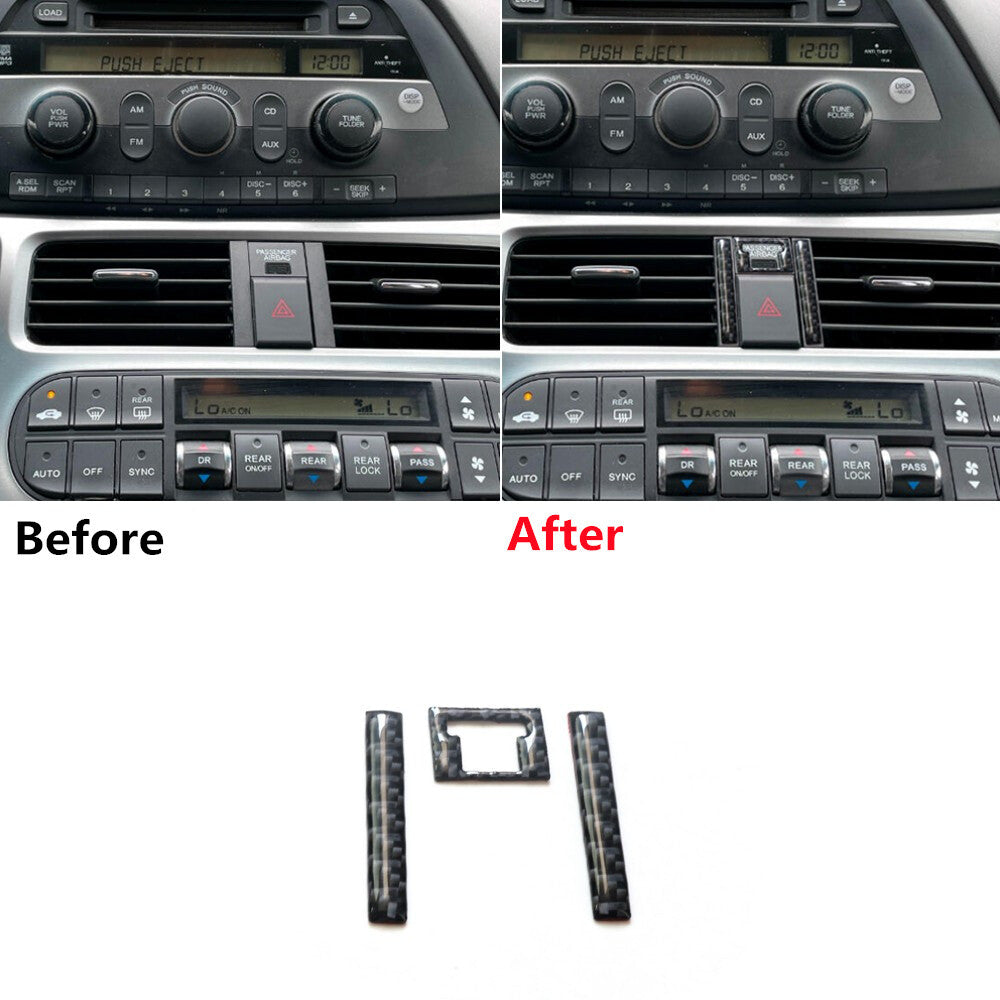 Carbon Fiber Interior Hazard Light Button Cover Trim for Honda Odyssey 2005-2010