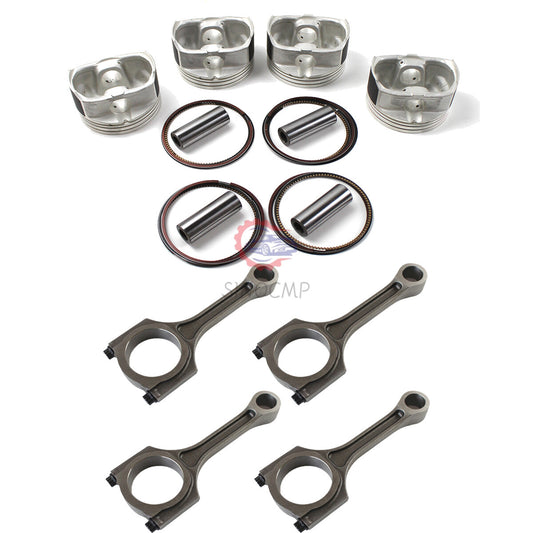 4pcs Engine Pistons Rings 23410-2G200 w/ 23510-25240 Connecting Rod Fits for Kia