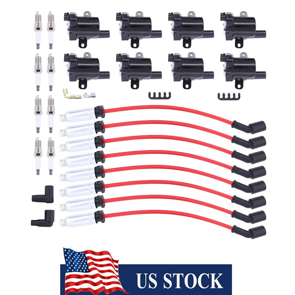 8Packs Ignition Coil+Spark Plug+Wires set For Chevy Silverado 1500 for GMC CD585 Q