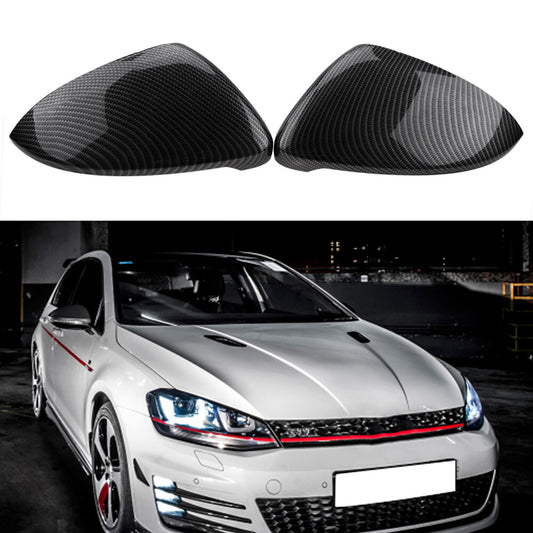 Side mirror protectors for VW for Golf 7 MK7 GTI and for Jetta GLI 2014-2019, carbon fiber, black. Q