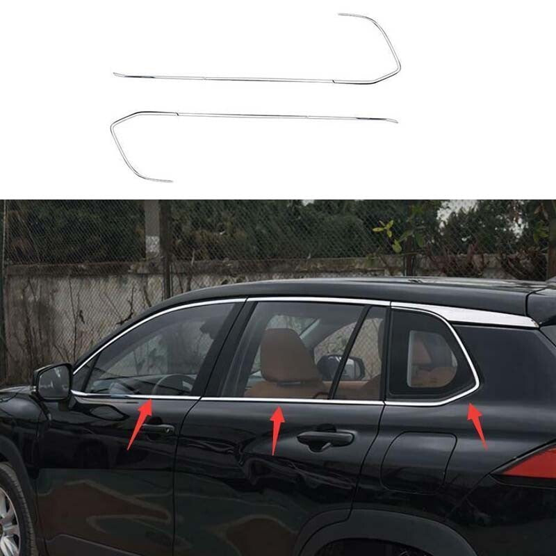 Windows Strip Sill Molding Chrome 6pcs for Toyota for Corolla Cross 2022-2023 Steel