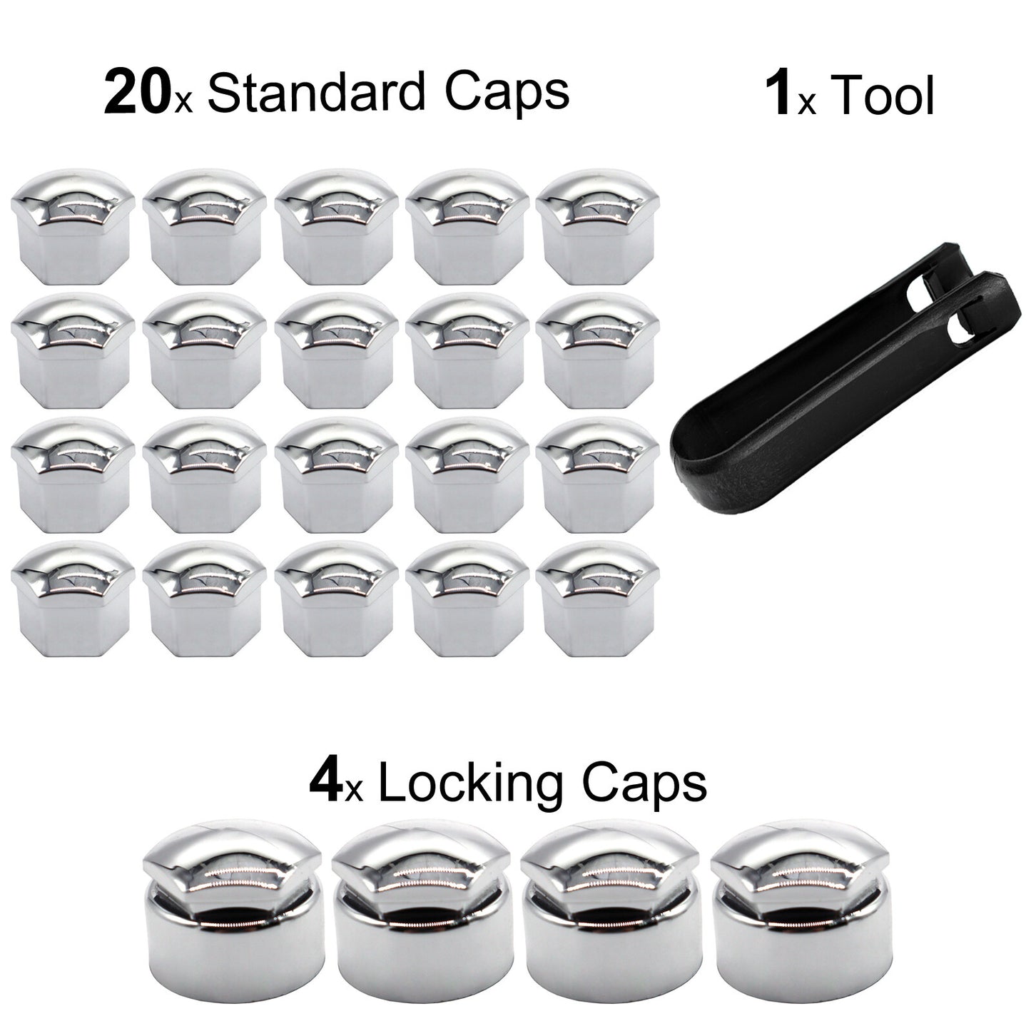 24pcs 17mm chrome_caps for wheel bolts wheel bolts nuts wheel bolt caps Q