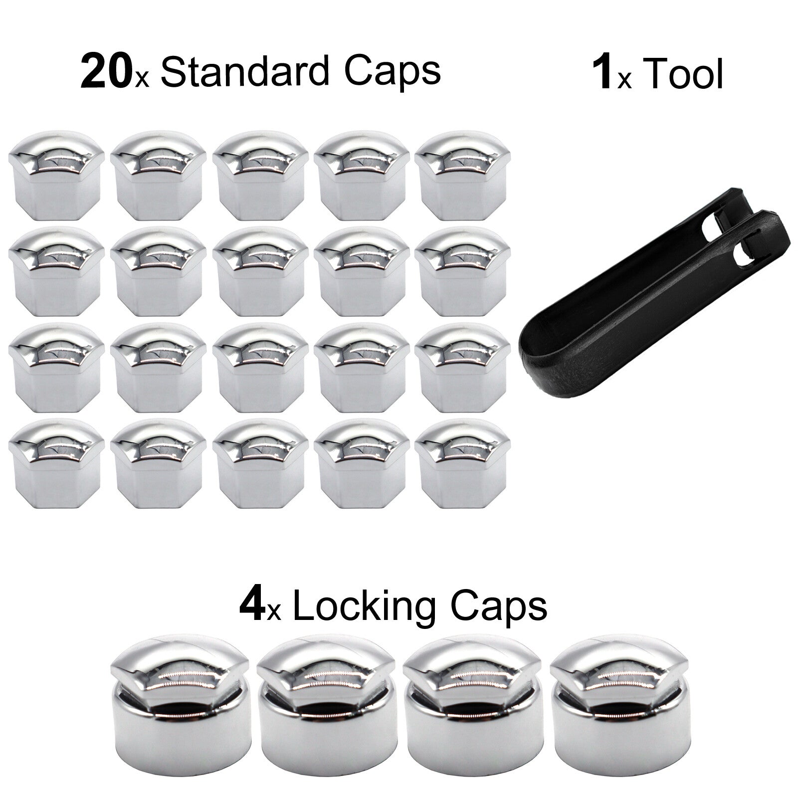 24pcs 17mm chrome_caps for wheel bolts wheel bolts nuts wheel bolt caps Q