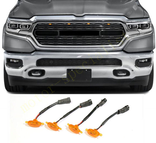 for Ram 1500 2019-2024 Front Grille yellow LED Light Style DRL Lamp cover