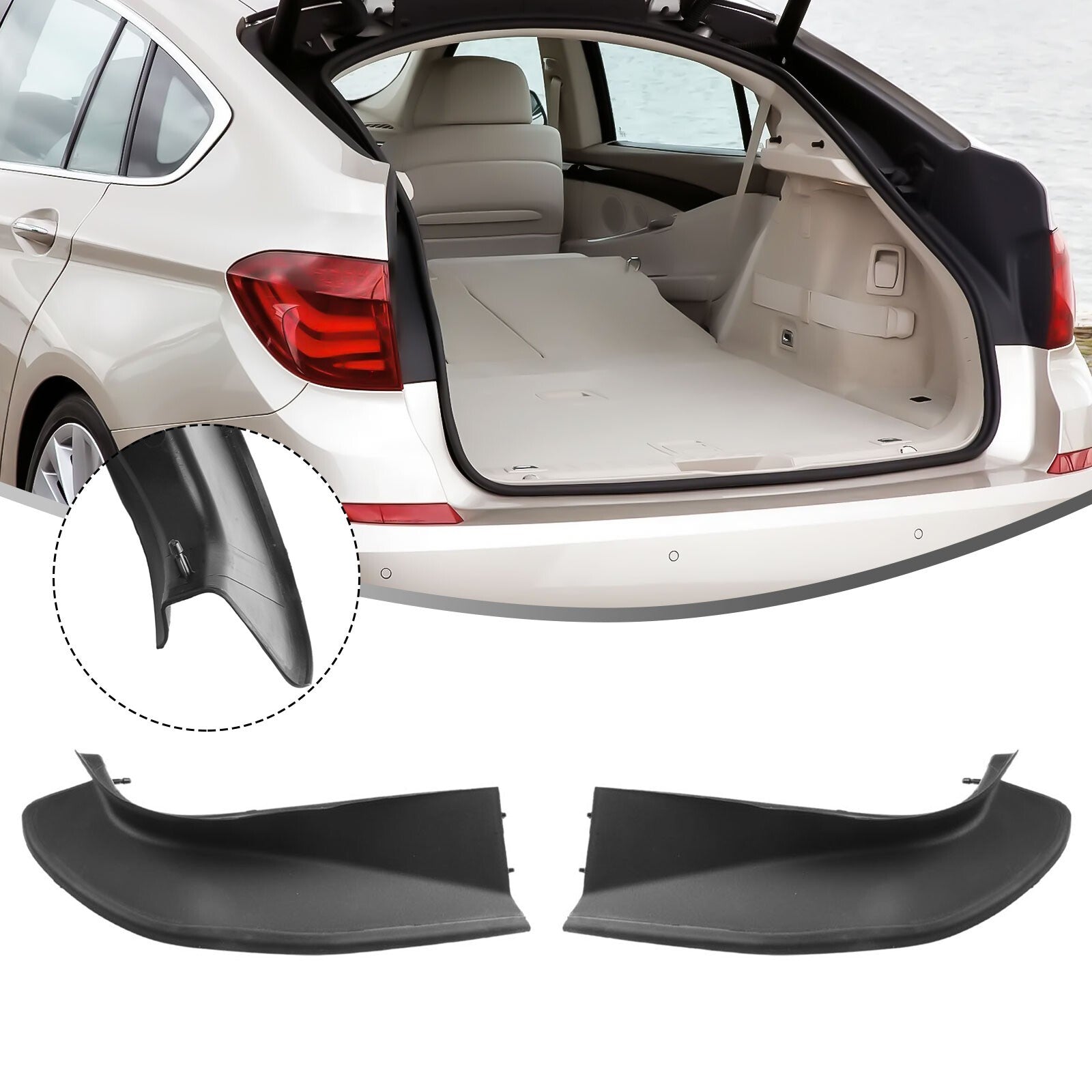 Pair Rear Trunk Rail Drip Trims For 535d 550i 528i 51497453355 51497453356