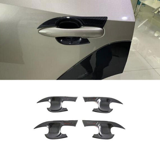 for Toyota Bz4x 23-2024 Carbon Fiber Outer Side Door Handle Bowl Cover Trim 4X