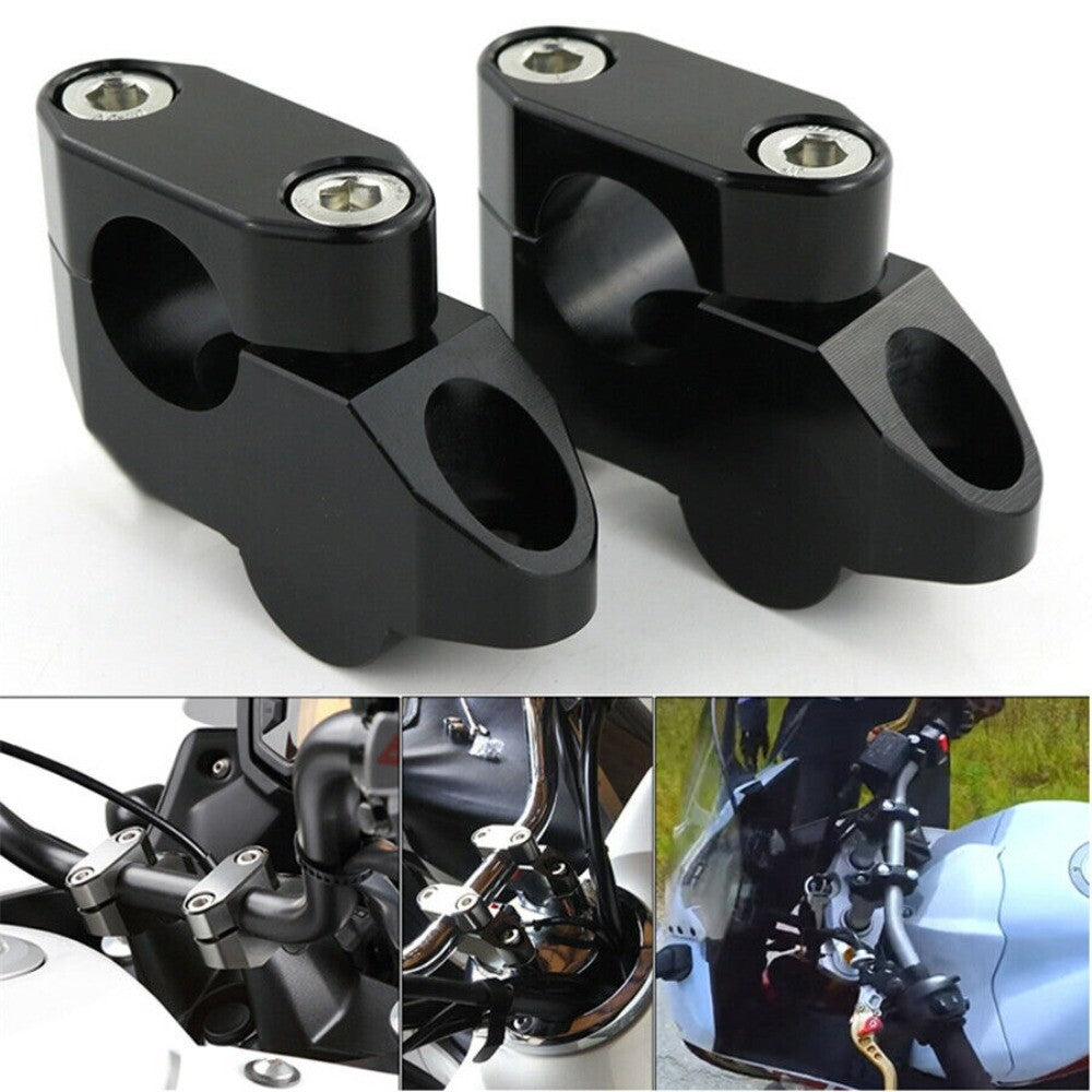 2pcs Handlebar Riser Kit 7/8 Bars 22mm Motorcycle/ATV/Dirt Bike Aluminum Black n