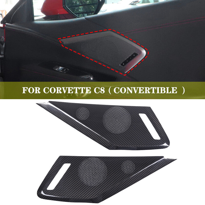 True carbon fiber side door speaker panel covers for Corvette C8 convertible 20+- n