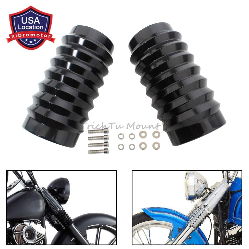2x Metal Black Upper Fork Boot Slider Cover for Harley Heritage Softail Fat Boy Q