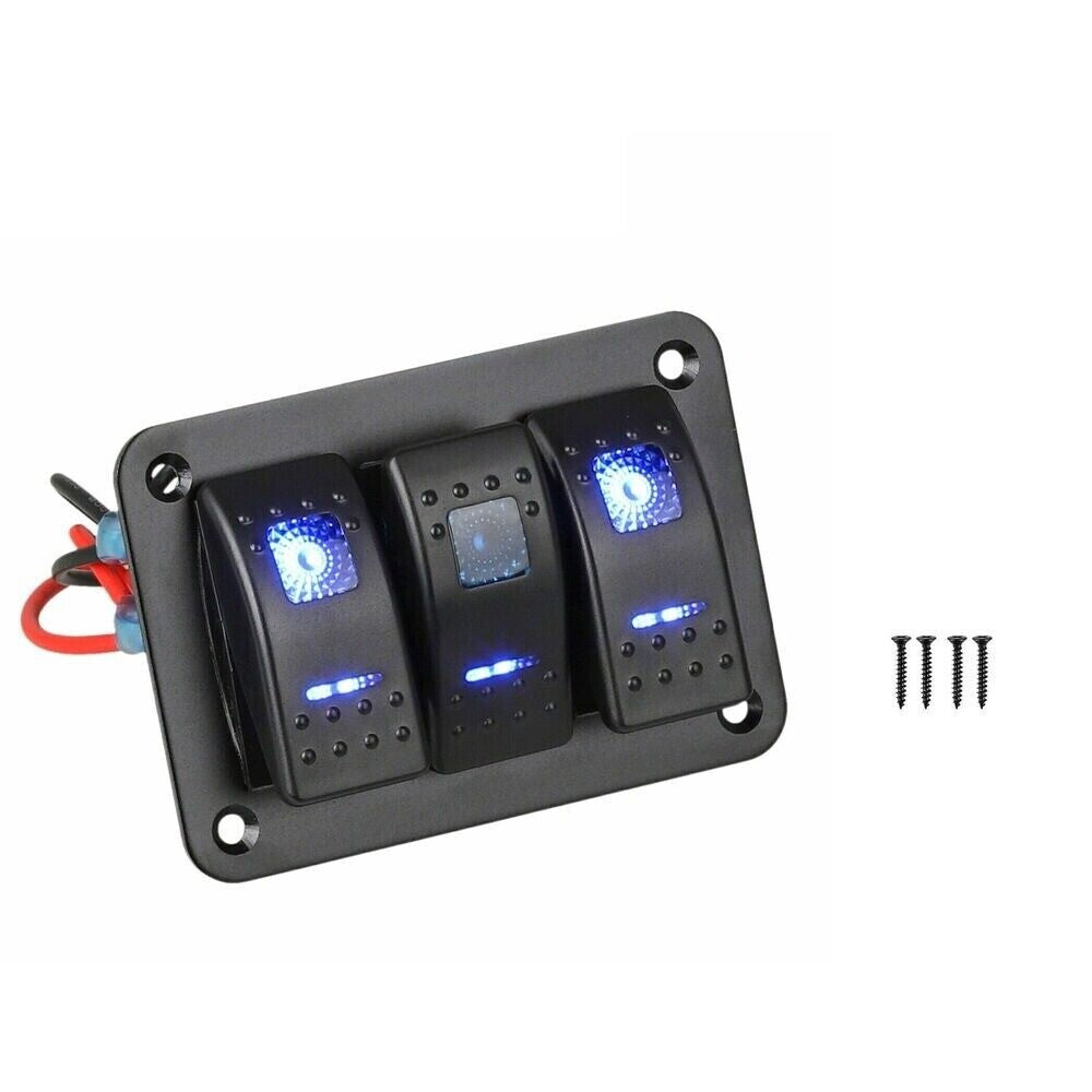 3-Position Toggle Rocker Switch Panel LED 12V-24V Car/Boat/Marine/RV/Truck Parts n