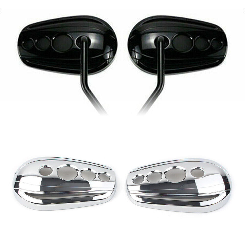 for Harley Dyna Softail Sportster Chrome 2x Oval Rear View Mirrors Cover Cap Q