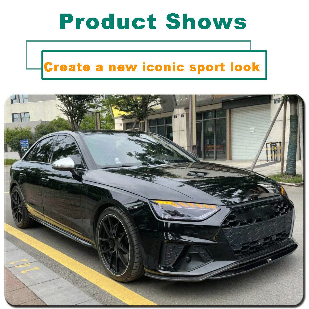 Fit for Audi A4 B9 S-LINE S4 Sedan 2020-23 REAL CARBON Front Bumper Lip Spoiler