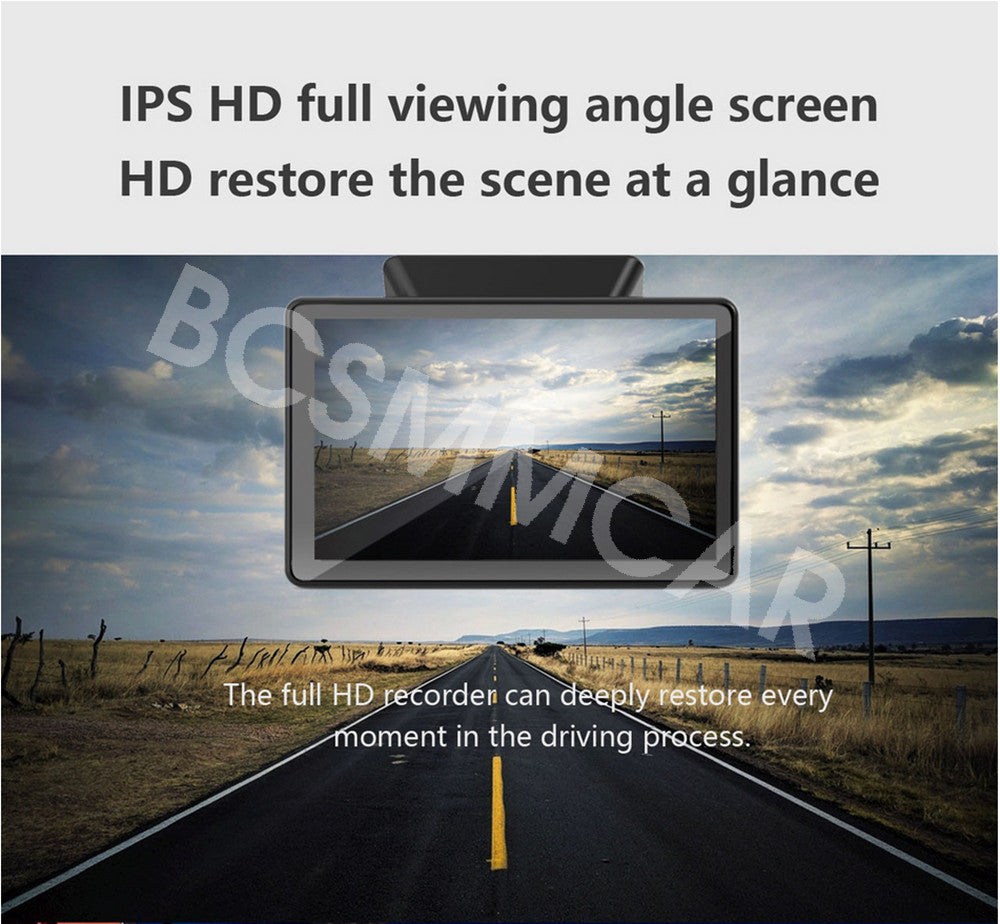 5Inch Dual Recording Dash Cam Car DVR Video Recorder Night Vision IPS Screen