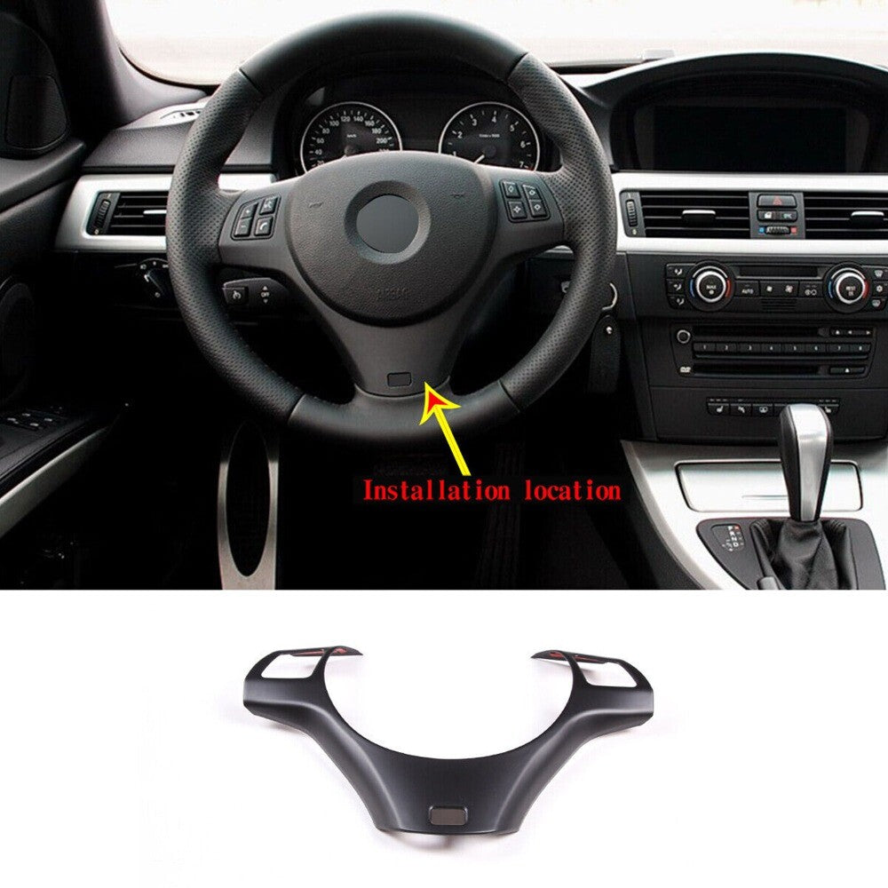 1x Glossy Black Steering Wheel Trim Cover For 2005-2012 3- E90 E92 E93 n