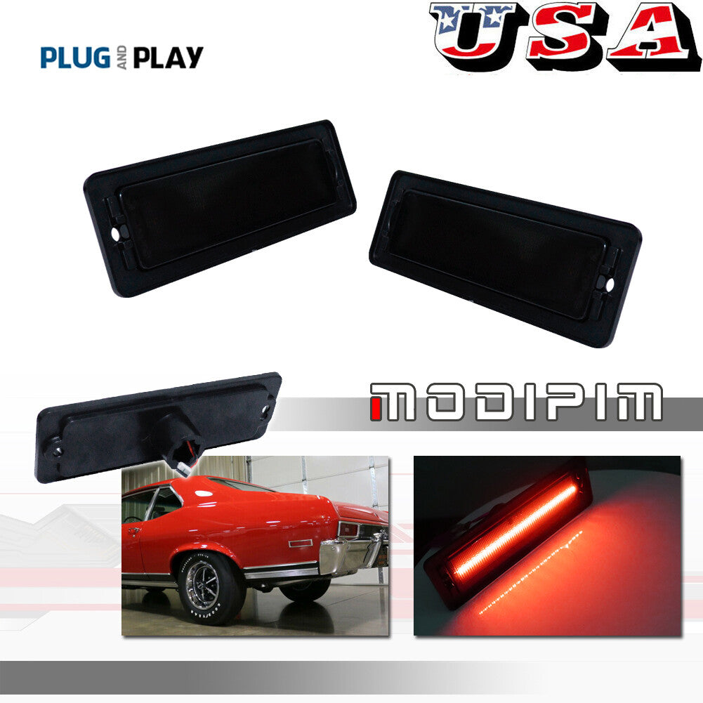 Suitable for 1970-1974 Nova red LED rear bumper mudguard side marker light 2-piece set- v