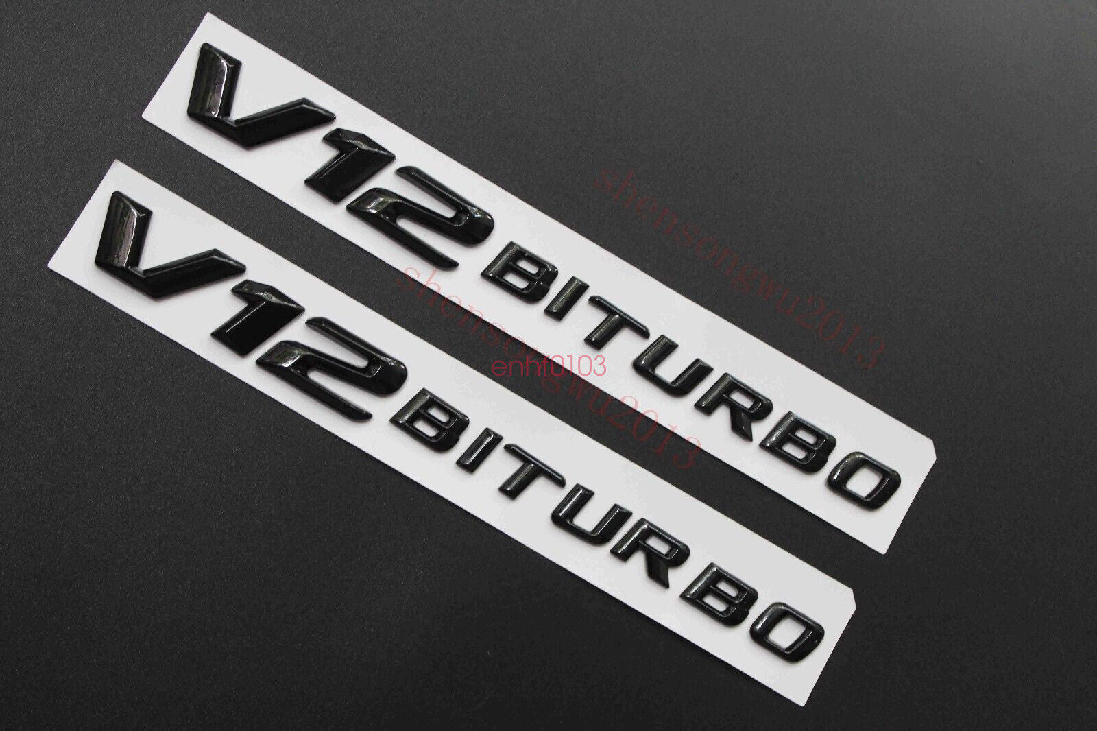 2x Black V12 BITURBO Number Letters Side Emblem Badge Sticker for AMG